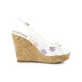 thumbnail image 3 of BLISSFUL STEP Women's Shoes Floral Lace Platform Peep Toe Wedge Heel Sandals Purple 6, 3 of 7