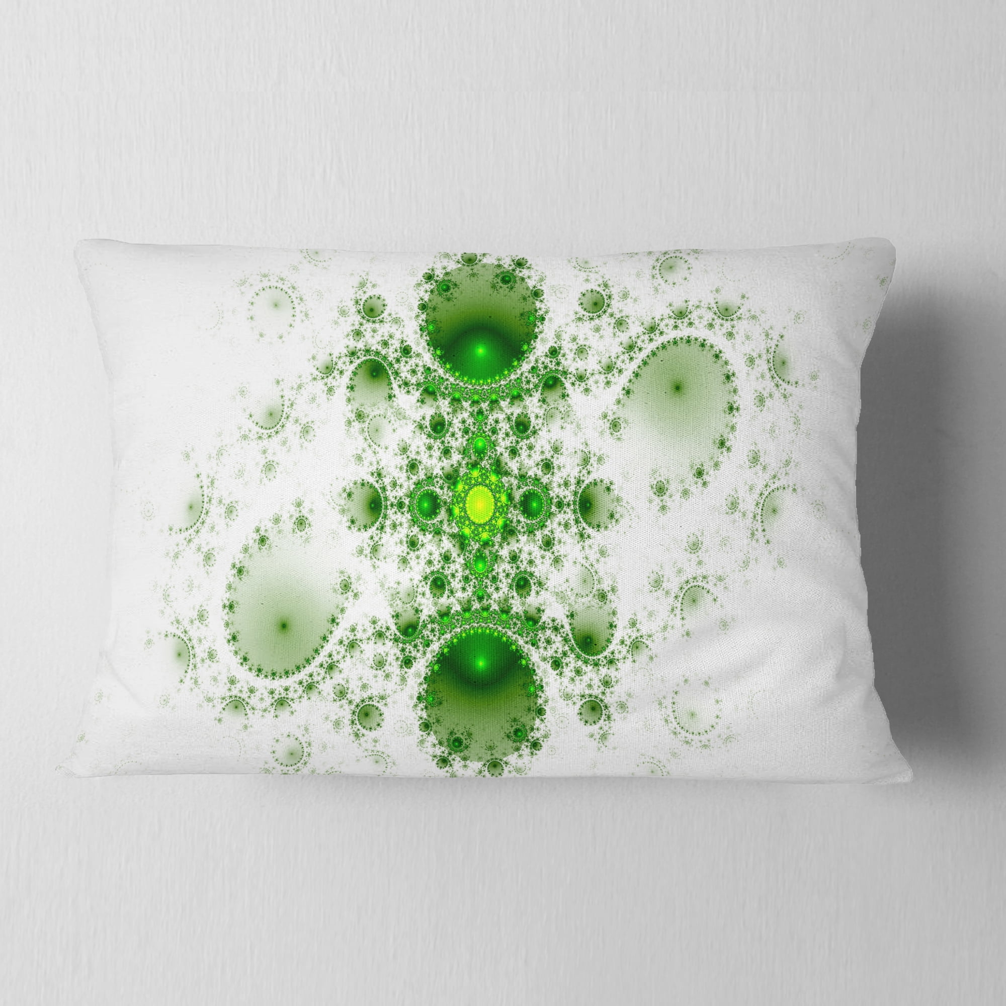 Designart Cabalistic Nature Green Fractal Art - Abstract Throw Pillow - 12x20