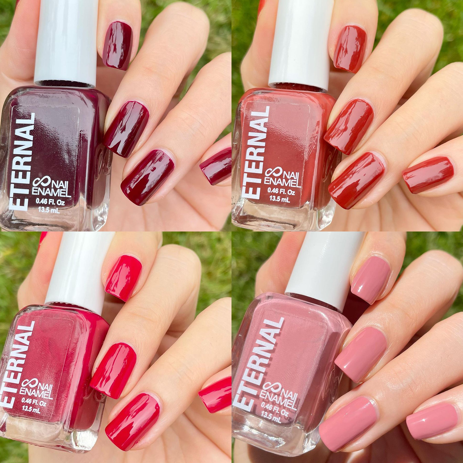 Eternal Red Nail Polish Set for Women (ROCK & ROSE) - Nail Polish Set for Girls - Long Lasting & Quick Dry Nail Polish Kit for Home DIY Manicure & Pedicure - Made in USA, 13.5mL (Set of 4)