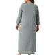 thumbnail image 3 of Bata de dormir para mujer de tallas grandes Agnes Orinda, con cremallera en la parte delantera, mangas 3/4, bata de baño maxi, vestido de casa con bolsillos, 1X gris, 3 of 6
