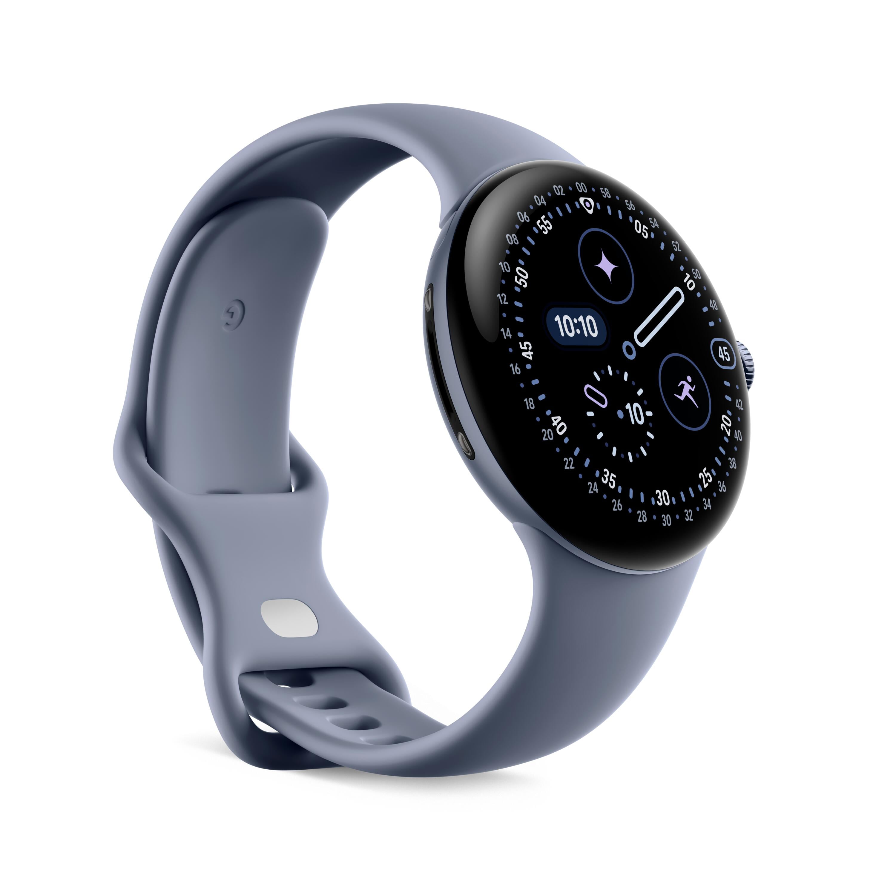 Google Pixel Watch 4 (45mm) - Android Smartwatch with Domed Display, Comprehensive Health and Fitness Tracking, and Help from Gemini - Satin Moonstone Aluminum Case - Moonstone Active Band - Wi-Fi