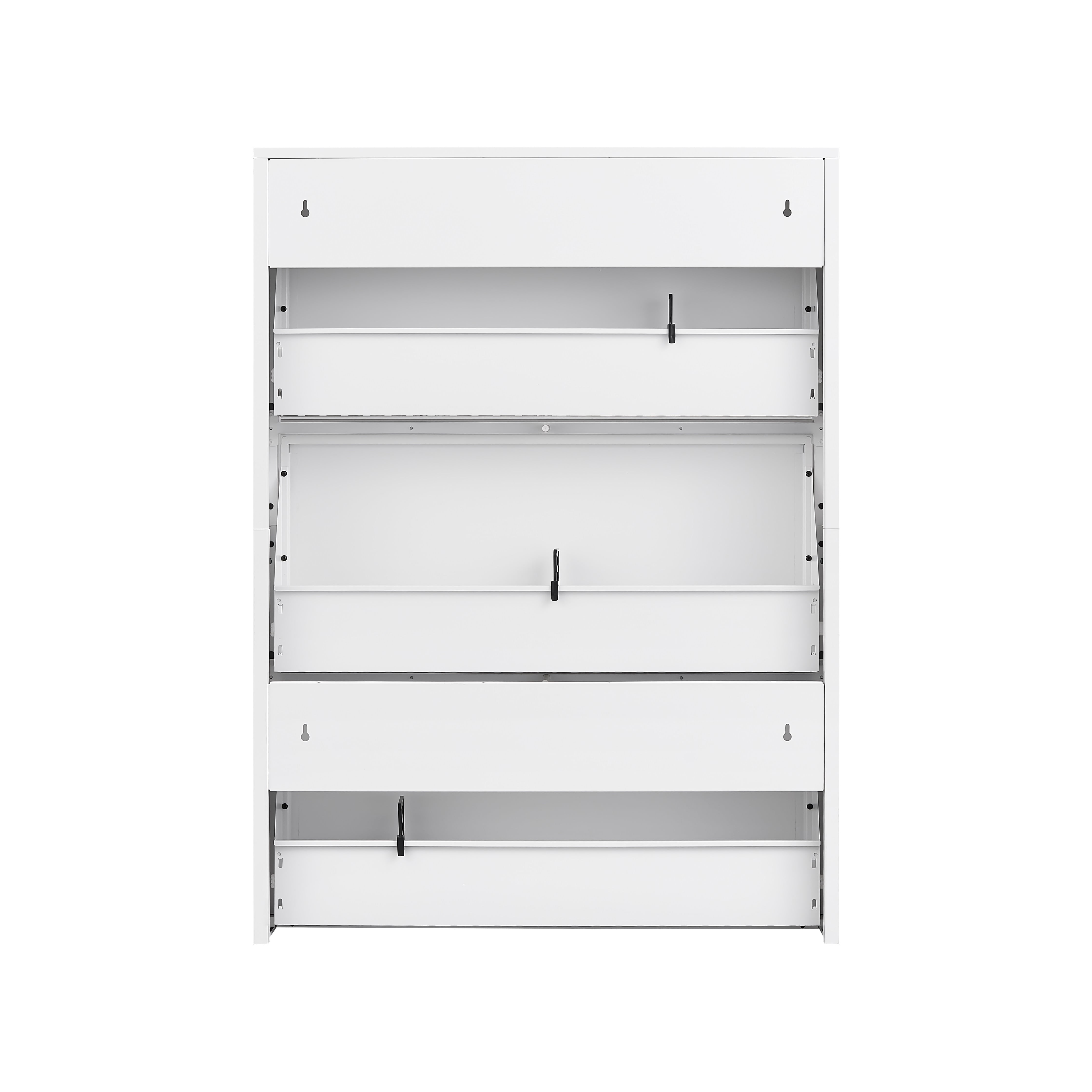 Aisword Modern Metal Shoe Cabinet with 3 Flip Drawers,Narrow Slim Wall-Mounted Hidden Shoe Organizer Shoe Rack for Entryway,White