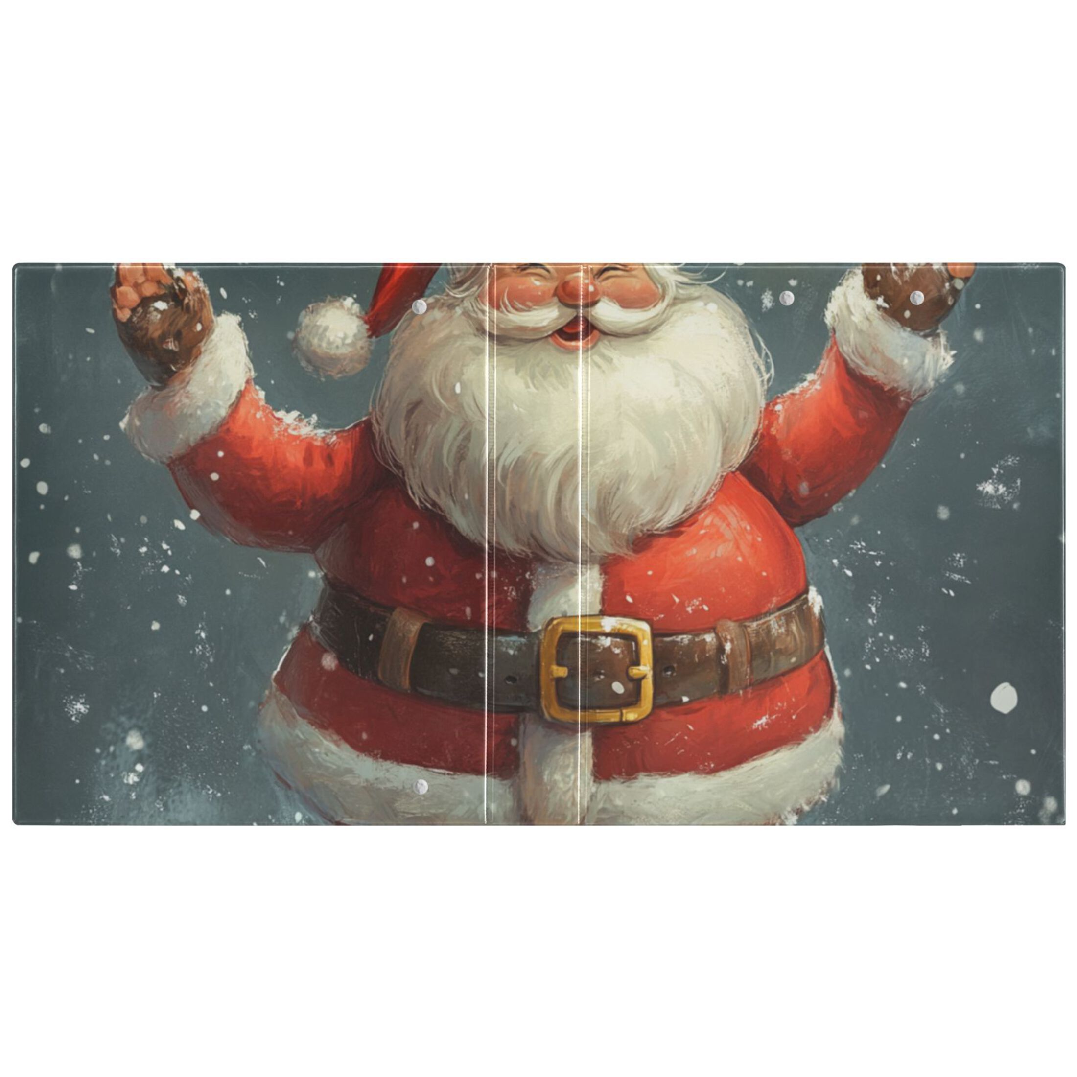 Cartoon Christmas Santa 3 Ring Binders 1.5 inch Hardcover File Folders with Interior Pockets A4 Size Organizer for School Office Hospital