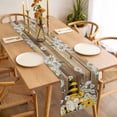 thumbnail image 3 of Daisy Floral Table Runner - 48 Inch Long, Kitchen Dining Table Runner Dresser Scarves, Farmhouse Wood Grain Bee Gnomes Flowers Farmhouse Decor for Coffee Tables Wedding Party Banquet, 3 of 8