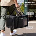 thumbnail image 2 of Cat Carrier Expandable, Stable Pet Carrier with 5mm Thick Steel Wire Frame, Dual-Side 200% Larger Space, Car Travel Carrier with Locking Zippers & Belt, Foldable for Storage, Dark Gray, 2 of 18