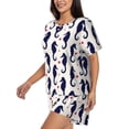 thumbnail image 5 of Sigee Seahorses and Hearts for Sleepwear Casual Pjs with Pockets Women's Pajamas Sets Shorts 2 Piece Short Sleeve Lounge Sets Small, 5 of 9