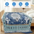 thumbnail image 4 of Blue Boho Cooling Blanket,Lightweight Breathable Summer Throw Blanket with Double Sided Cold Effect,Farmhouse Bohemian Medallion Oriental Flower Picnic Blankets Bed Sheet for Hot Sleepers 60"x80", 4 of 8