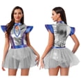 thumbnail image 5 of Aislor Women's Alien Cosplay Dress Shiny Metallic Patchwork Fly Sleeve for Halloween Themed Parties Silver XL, 5 of 7