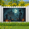 thumbnail image 3 of Spooky Scene Halloween Banner Gothic Theme Pumpkin Lantern Skeleton Design Cemetery Setting for Halloween Party Event Decor, 3 of 5