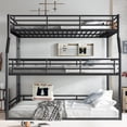 thumbnail image 3 of Harper & Bright Designs Triple Bunk Bed Full XL Over Queen over Queen with Safety Guardrails, Metal Floor Bunk Bed Frame for Boys and Girls, Black, 3 of 12