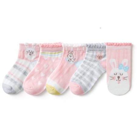 

Journey Cute Soft Cotton Thin Mesh Infant Breathable Baby Summer Socks Ruffle Socks For Kids(Loving Winking Rabbit M)