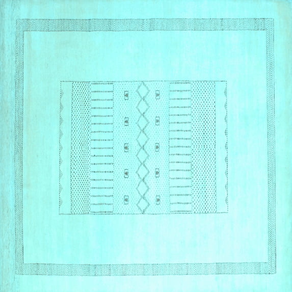Ahgly Company Indoor Square Solid Light Blue Modern Area Rugs, 8' Square
