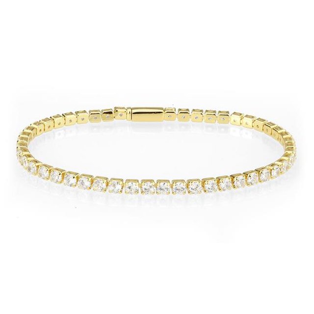 7 in. Gold Brass Bracelet with AAA Grade CZ, Clear