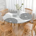 thumbnail image 3 of Gray Floral and Petal Pattern Round Fitted Tablecloth with Elastic Edge,Dining Table Cover Waterproof,Outdoor Round Tablecloth for Camping,Dining,Indoor and Outdoor, 3 of 7