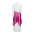 thumbnail image 5 of YiZYiF Girls Metallic Color Block Church Praise Dance Dress Long Sleeve Worship Liturgical Tunic Hot Pink 12, 5 of 7