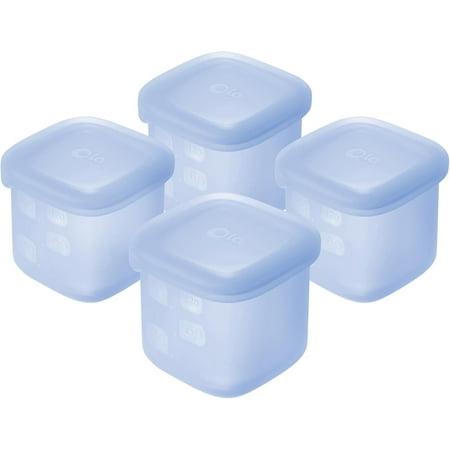 Olababy Clear Sense Silicone Storage Containers 4 Pack, 100% Safe Materials, 4 oz, Blueberry