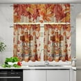 thumbnail image 5 of Cross Fall Leaves Kitchen Curtains Over Sink Rod Pocket Curtain Drapes for Bathroom 3 Piece Set Swag Valances and Tier Set for Bedroom Cafe, 5 of 6