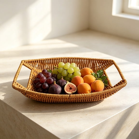 Fmbmuo Multifunctional Hand Woven Storage Basket , Fruit Basket , For Weddings Party Festivals Celebrations