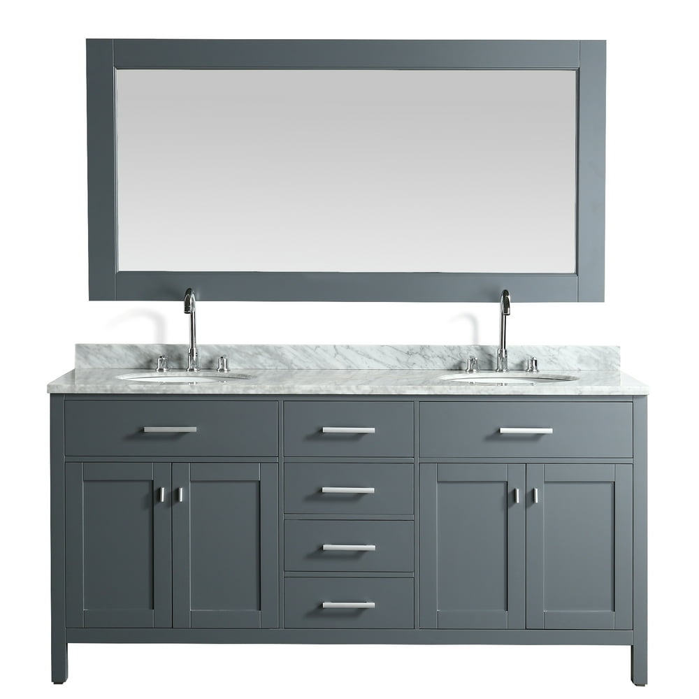 Design Element London 72" Double Sink Bathroom Vanity Set in Gray