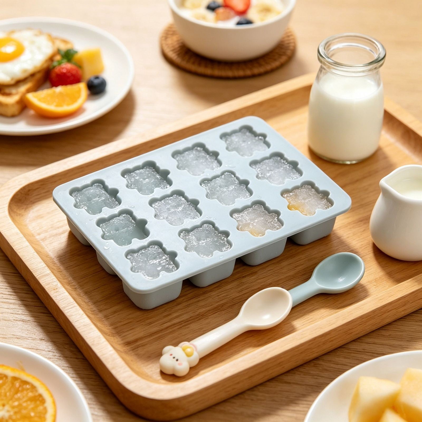 UJMNHYGT Ice Cube Trays Easy Release, Flexible Silicone Ice Cube Molds with Removable Lid, Reusable Freezer Ice Trays Stackable for BPA Free