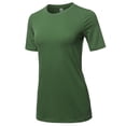 thumbnail image 2 of A2Y Women's Basic Solid Premium Cotton Short Sleeve Crew Neck T Shirt Tee Tops Army Green S, 2 of 6