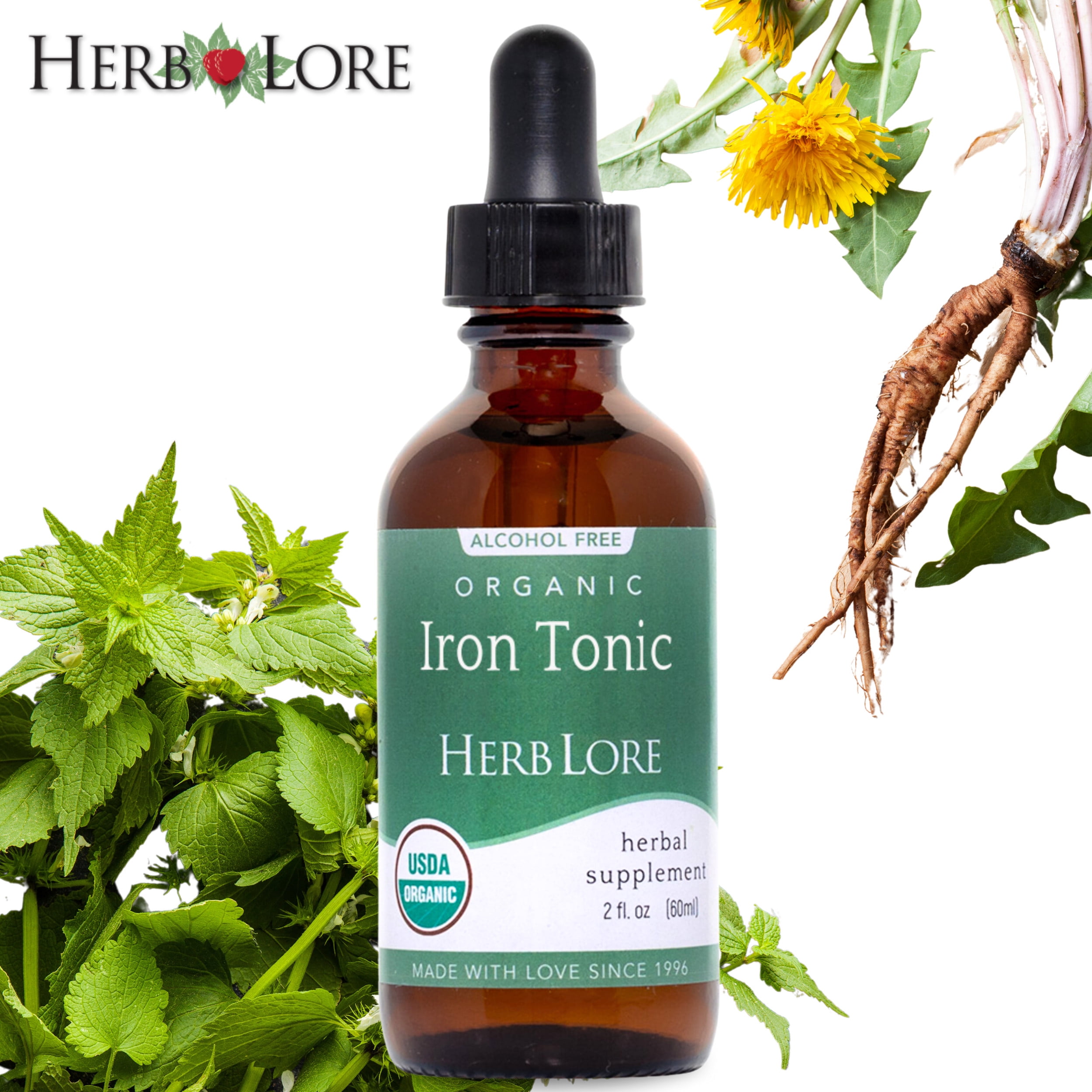 Herb Lore Organic Liquid Iron Tonic Tincture – Non-Constipating 