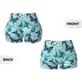 thumbnail image 5 of Fotbe Blue Floral with Butterflies Seamless Shorts, Womens Workout Shorts High Waist Stretch Booty Short for Gym/Yoga/Running/Biking-, 5 of 9