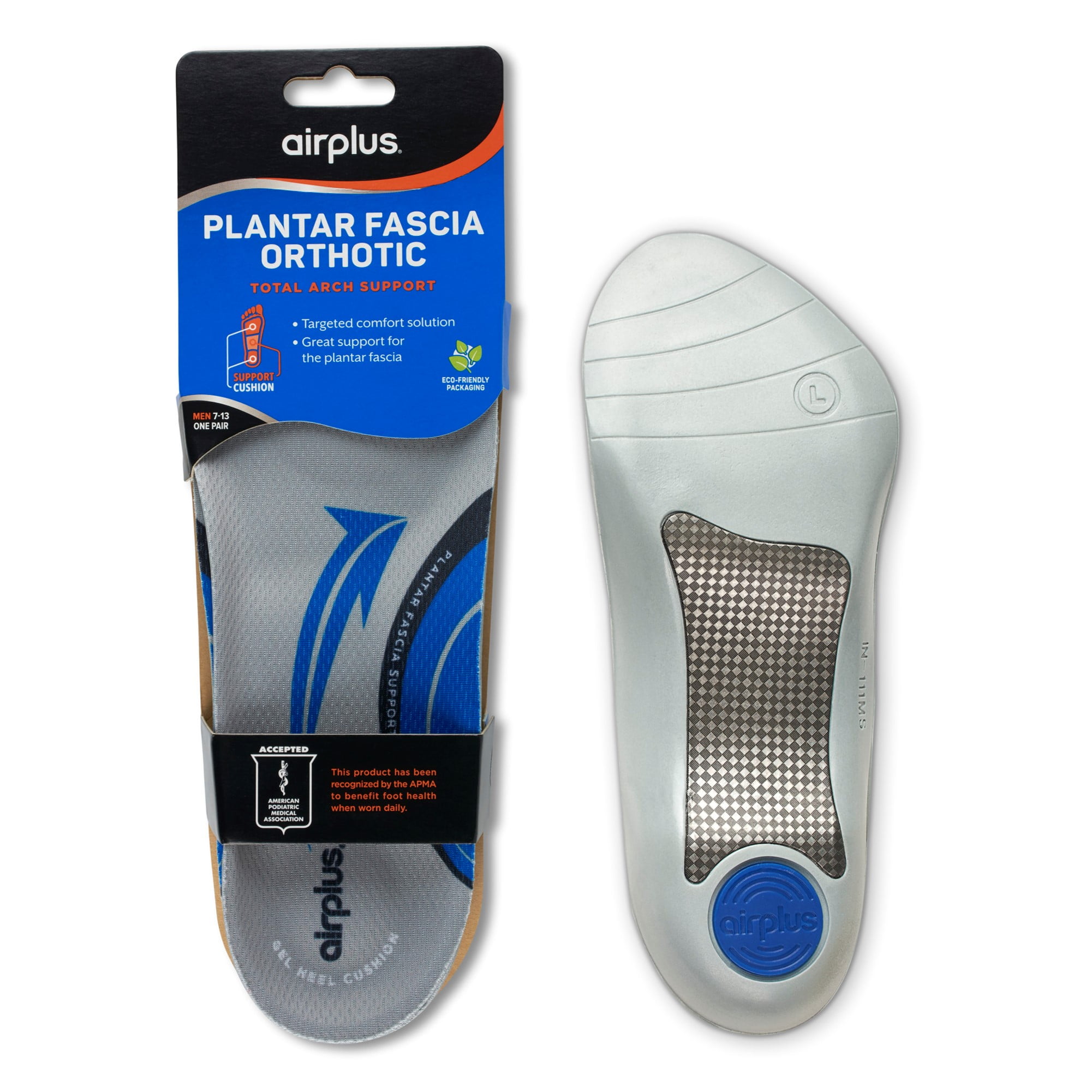 Airplus Plantar Fascia Insole for support and comfort, Men's size 7-12
