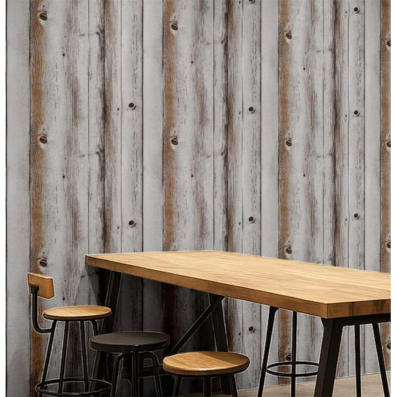 S4Sassy Peel And Stick Wall Covering, Rustic Plank Print Walls Wrap- Instant Wall Makeover For Commercial Interiors, Offices, Reception, Retail Walls- Self Adhesive Vinyl Wallpaper- Gray, 25"X120"