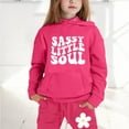 thumbnail image 2 of Kids Sweatsuit Set for Girls,2PC Long Sleeve Pink Hooded Sweatshirt and Jogger Sweatpants Winter Clothes Clothes for Girls 6-7 Years, 2 of 7
