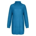 thumbnail image 3 of Fsqjgq Fall Dresses for Women 2024 Turtleneck Long Lantern Sleeve Casual Loose Short Oversized Sweater Dress Winter Pullover Blue-D L, 3 of 5