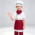 thumbnail image 2 of GiLiling Boys Girls Chef Charactertume Set Top Pants Hat Neckerchief and Apron Cooking Role Play Career Day Halloween (White, 5-6 Years), 2 of 4