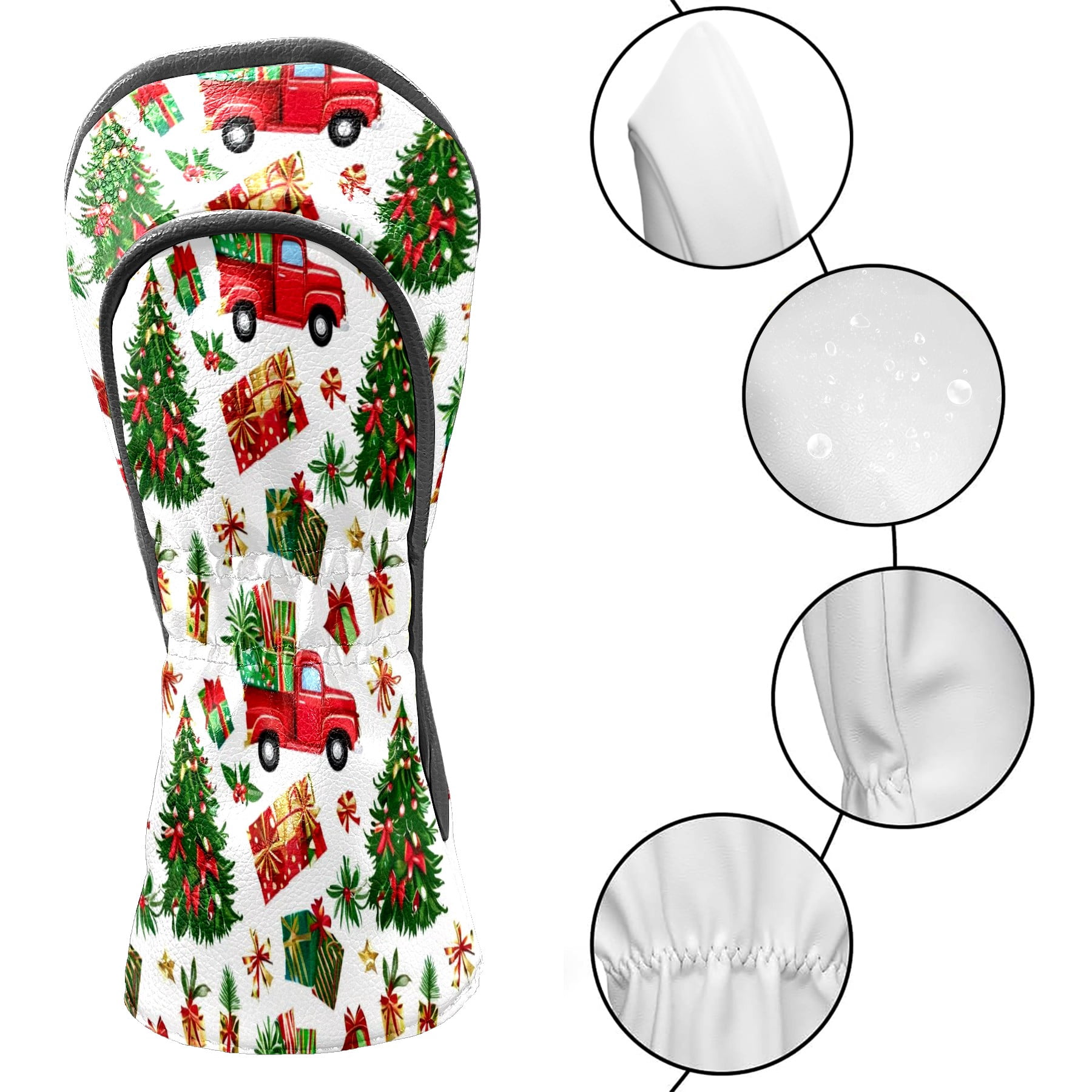 Golf Club Covers, Christmas Premium PU Leather Driver Hybrid Putter Head Covers with Velvet Lining, Waterproof Golf Gifts for Men Women