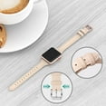 thumbnail image 3 of Wearlizer Nude Slim Leather Apple Watch Bands 42mm 44mm 45mm Womens for iWatch SE Strap Thin Leisure Cute Bracelet Series 7 6 5 4 3 2 1, 3 of 7