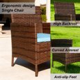 thumbnail image 5 of HOYOA 4PCS Patio Rattan Conversation Furniture Set Outdoor Brown/TurquoiseBLue Cushion, 5 of 6