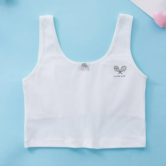 TMOYZQ Training Bras for Teens Girls Camisoles Long Bralette Bra Seamless Lightly Padded Sport Bras Wire Free 8-11 Years