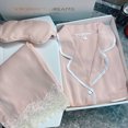 thumbnail image 1 of Pijama de seda de hielo de manga larga para primavera y otoño, traje de casa de seda con cerezas pequeñas, ropa de dormir bonita y de moda para mujer, 1 of 3