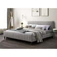 thumbnail image 4 of Omax Decor Spencer Upholstered Mid-Century Fabric King Platform Bed in Gray, 4 of 7
