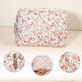 thumbnail image 3 of Quilted Makeup Bag Light Pink Floral Makeup Bags Cute Makeup Bags Cosmetic Bags for Women Girls, 3 of 7
