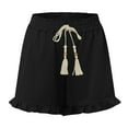 thumbnail image 4 of Npasoilc Shorts for Women Summer Drawstring Elastic Waist Ruffle Hem Solid Color Breathable Casual Loose Shorts, 4 of 5