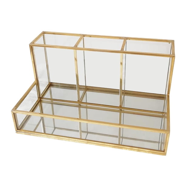 Organizador de Cosméticos de Acrílico Transparente, Contenedor de Brochas de Maquillaje, Soporte de Almacenamiento Cuadrado , 02