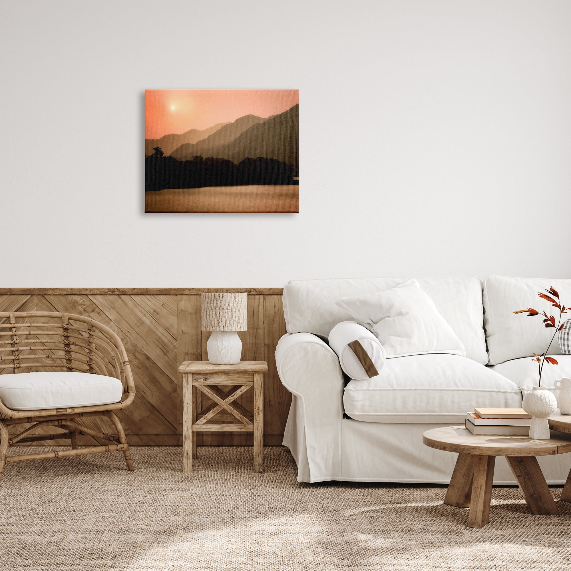 Stupell Industries Sunset over Mountain Peaks Nature Photography Gallery Wrapped Canvas Print Wall Art, 30 x 24