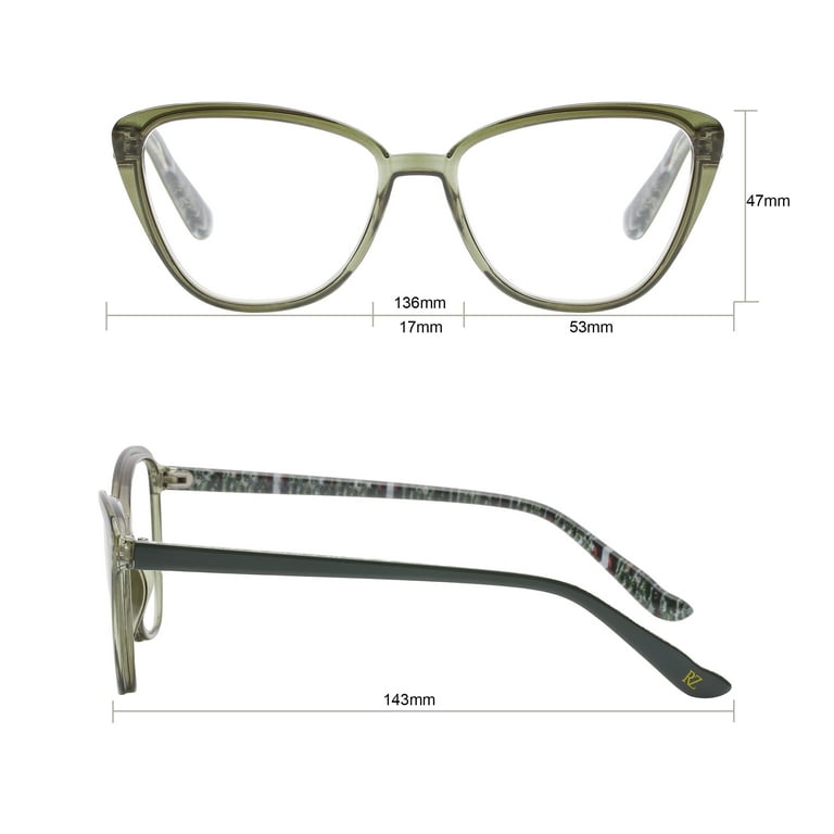 Rz by Rachel Zoe Womens Cateye Reading Glasses with Case, Crystal