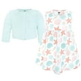 thumbnail image 3 of Hudson Baby Infant and Toddler Girls Cotton Dress and Cardigan Set, By The Sea, 3T, 3 of 5