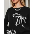 thumbnail image 6 of Cupshe Women's Black Bow Tie Print Long Sleeve Sweater, Size S-XL, 6 of 6