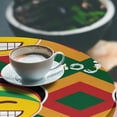 thumbnail image 3 of Ambesonne Emoji Fitted Round Tablecloth, Funny Rasta Faces Pattern, 56"- 60" Diameter, Mustard Fern Green, 3 of 5
