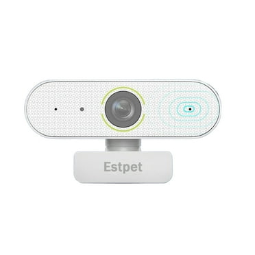Estpet Webcams, HD 1080P, Webcam with Microphone, Adjustable Brightness, White