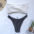 thumbnail image 6 of NMMUED Strapless Bikini, Bandeau Bikini Sets for Women, Two Piece Swimsuit for Women, Low Rise Bikini, Black L, 6 of 7