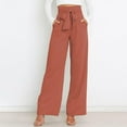 thumbnail image 6 of AWXNJUX Women Large Size Casual Pants Polyester Loose Cropped Pants Wide Leg Pants (Red2,XL), 6 of 8