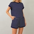 thumbnail image 7 of Women 2 Piece Outfits Sets Short Sleeve Stripe Knit Tops and Short Casual Airport Vacation Lounge Sets, 7 of 7